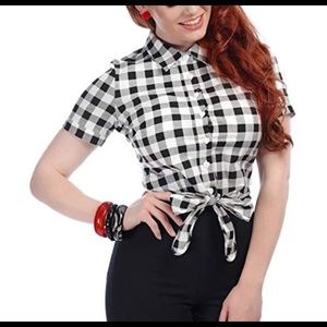 collectif gingham tie front top